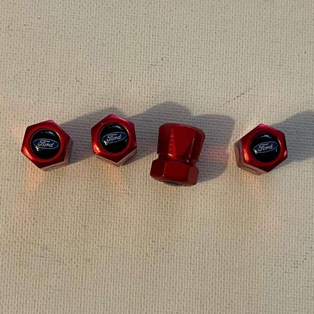 Ford logo valve Stem caps in Red set of 4 NWT